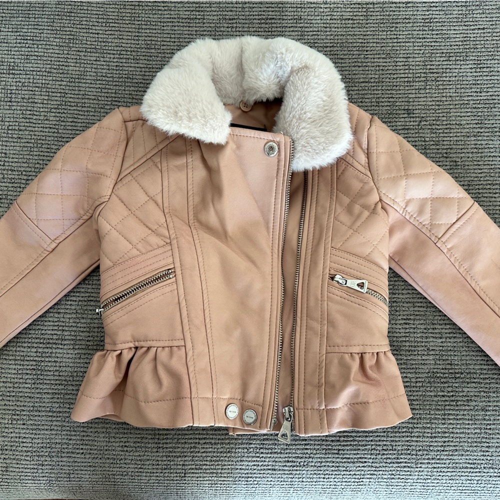 2T Dusty Pink Jacket with Faux Fur Collar